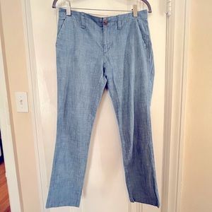 Chambray straight leg pants